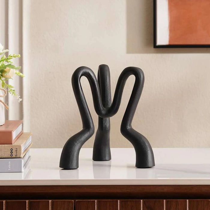 Bria Metal Three Taper Candle Holder 19X19Cm - Black