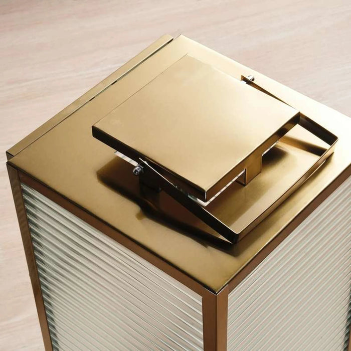 Brian Metal And Ribbed Glass Lantern 15X14X30Cm -  Gold