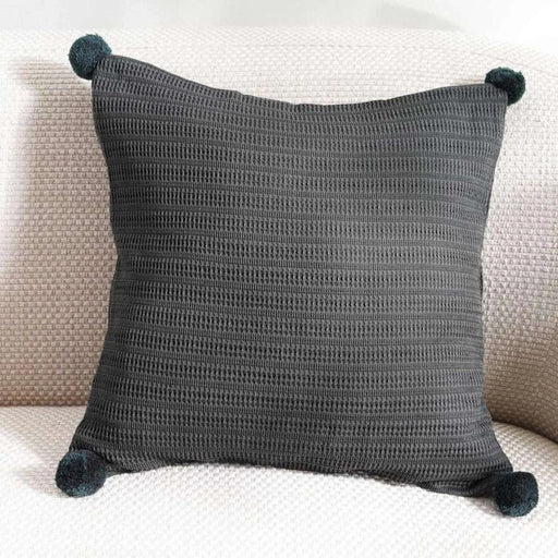 Brighton Supersoft Waffle Pom-Pom Cushion Cover 50X50Cm - Charcoal Pan Home