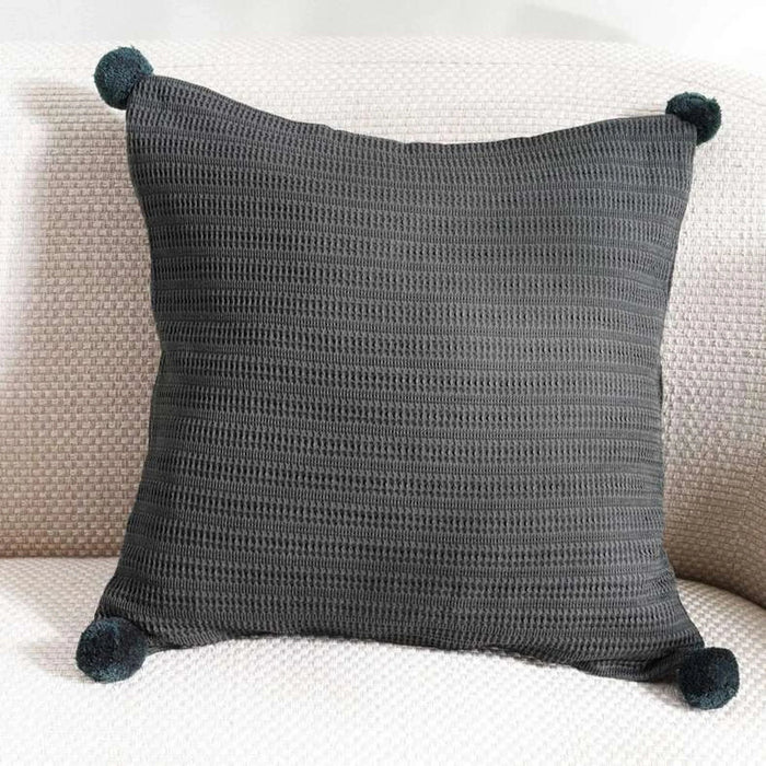 Brighton Supersoft Waffle Pom-Pom Cushion Cover 50X50Cm - Charcoal Pan Home