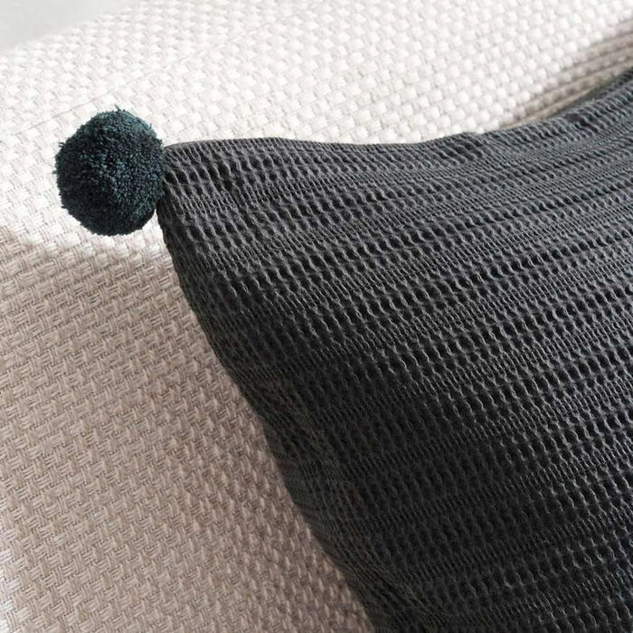 Brighton Supersoft Waffle Pom-Pom Cushion Cover 50X50Cm - Charcoal Pan Home