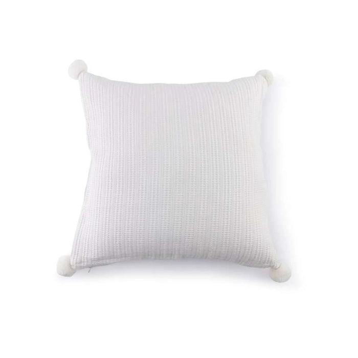 Brighton Supersoft Waffle Pom-Pom Cushion Cover 50X50Cm - White Pan Home