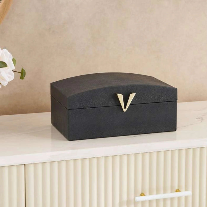 Brimstone Faux Leather Storage Box 30X18X13.5Cm - Black Pan Home
