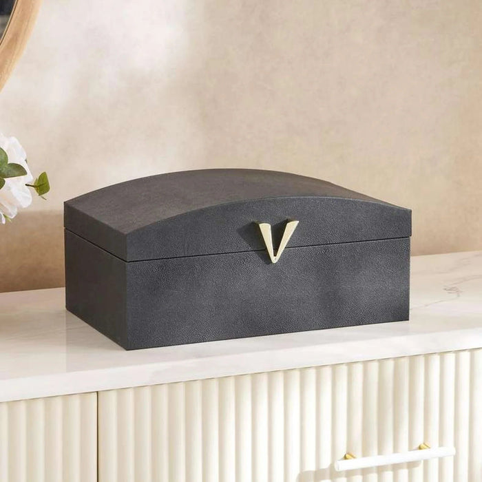 Brimstone Faux Leather Storage Box 36X22X16Cm - Black Pan Home