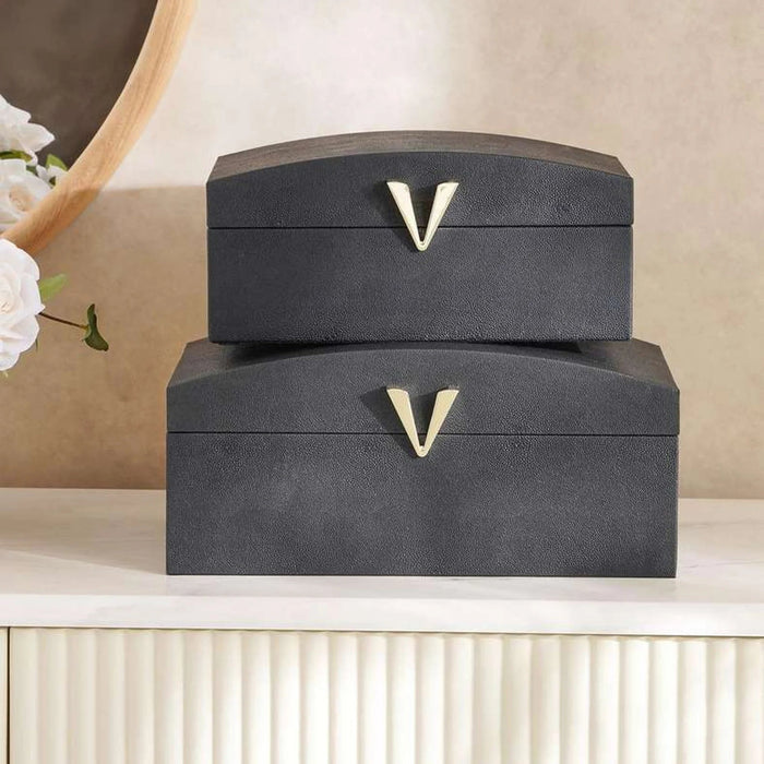 Brimstone Faux Leather Storage Box 36X22X16Cm - Black Pan Home