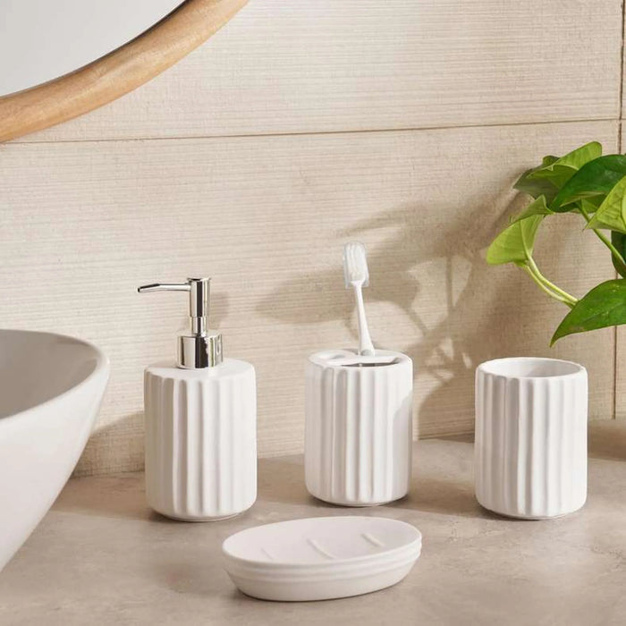 Brisbane 4-Piece Ceramic Bath Accessories Set -White