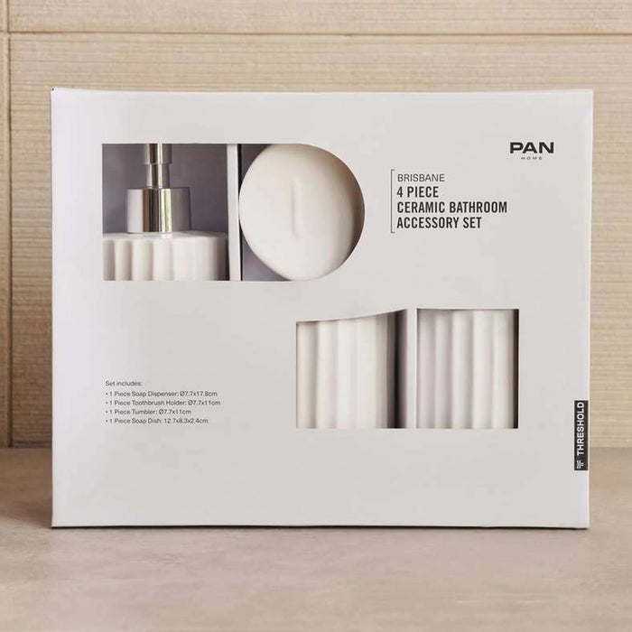 Brisbane 4-Piece Ceramic Bath Accessories Set -White