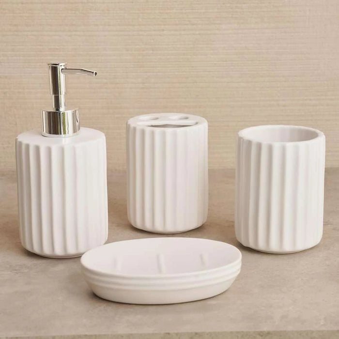 Brisbane 4-Piece Ceramic Bath Accessories Set -White
