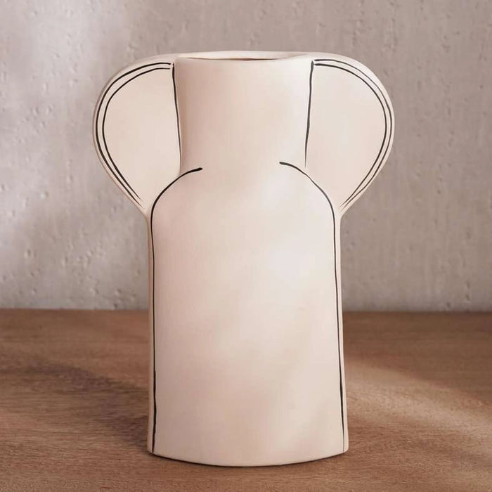 Brittany Terracotta Vase 20X6X28Cm - Off White