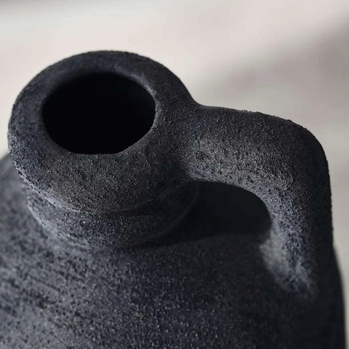 Brizo Stoneware Vase With Handle 9.5X9.5X24.3Cm - Black Pan Home