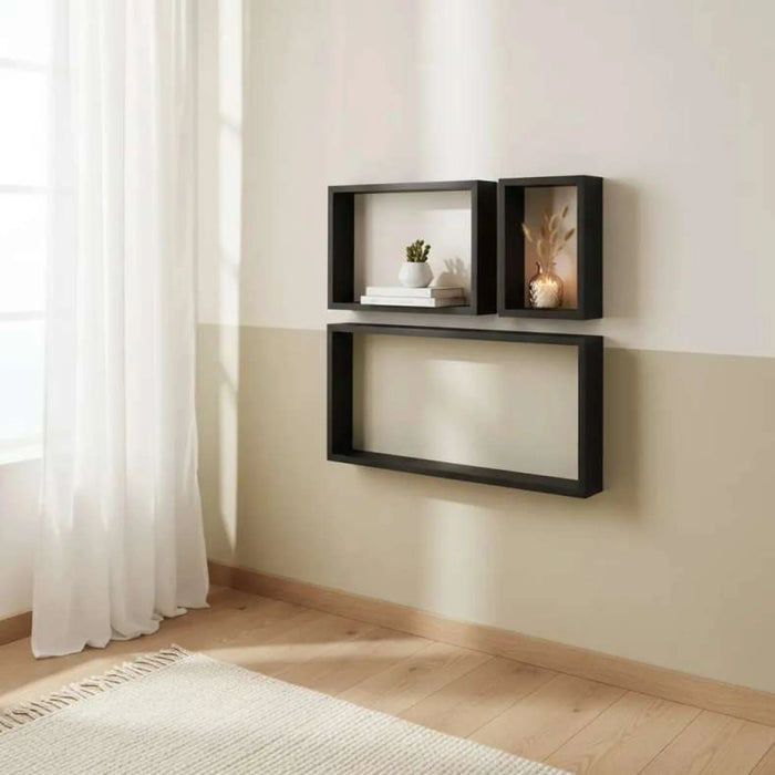 Brooke 3-Piece Cube Shelves - Black