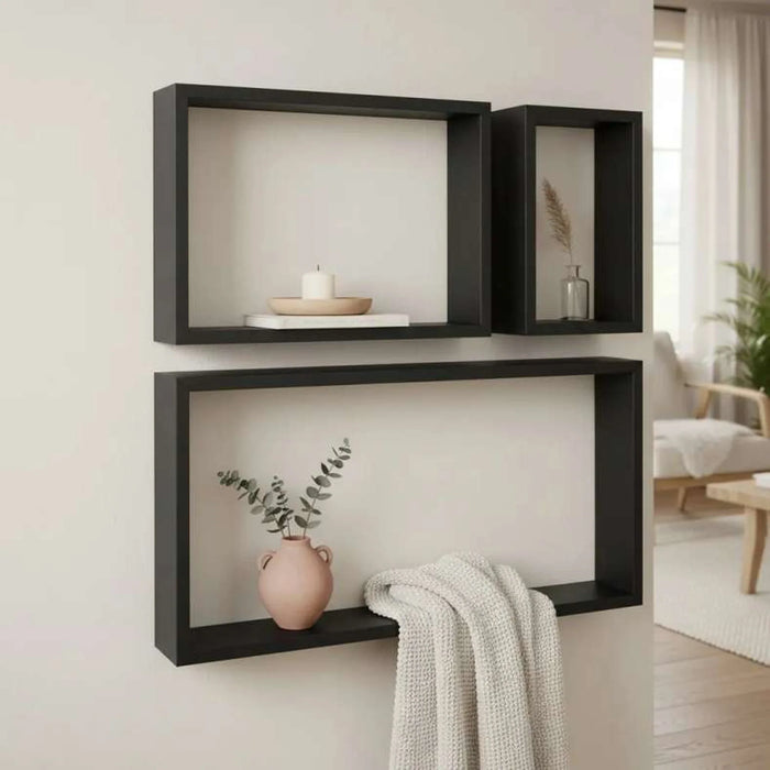 Brooke 3-Piece Cube Shelves - Black