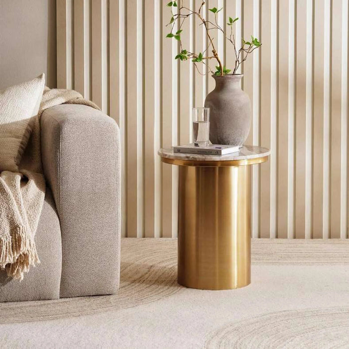 Brune New End Table Marble - White Gold