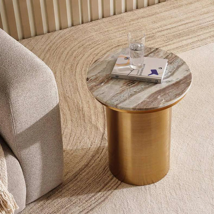 Brune New End Table Marble - White Gold