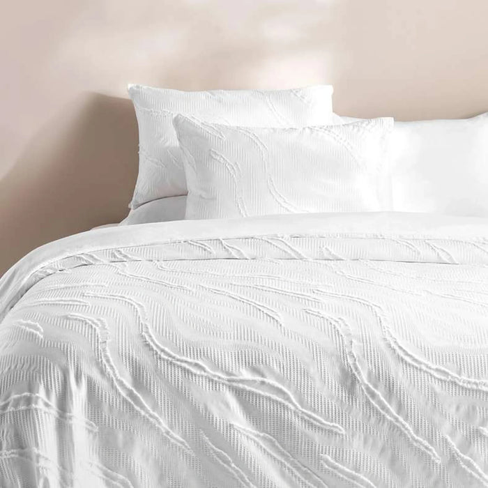 Brush Jacquard Tufted Queen 3-Piece Duvet Cover Set 200X200Cm - White