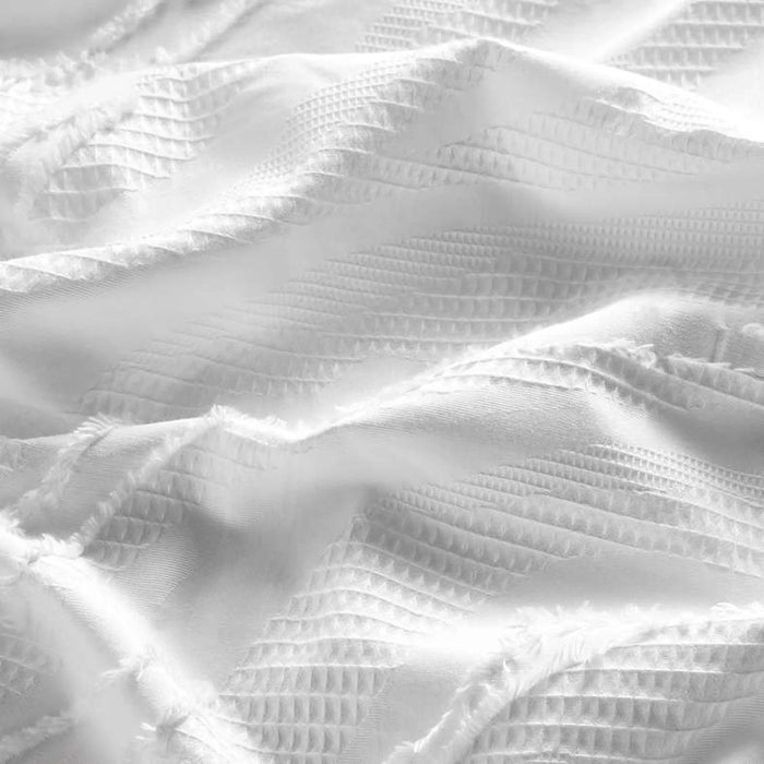Brush Jacquard Tufted Queen 3-Piece Duvet Cover Set 200X200Cm - White