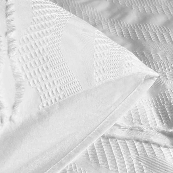 Brush Jacquard Tufted Queen 3-Piece Duvet Cover Set 200X200Cm - White