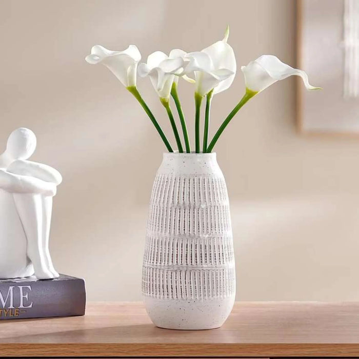 Brut Ceramic Textured Vase 10X10X20.3Cm - White