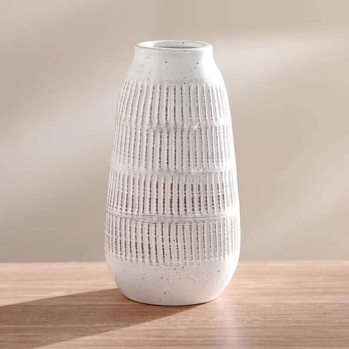 Brut Ceramic Textured Vase 10X10X20.3Cm - White