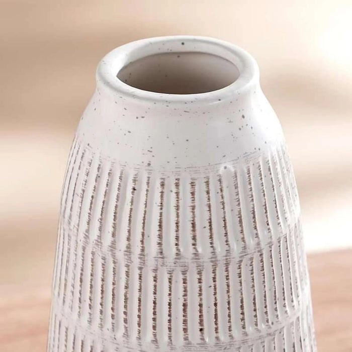 Brut Ceramic Textured Vase 10X10X20.3Cm - White