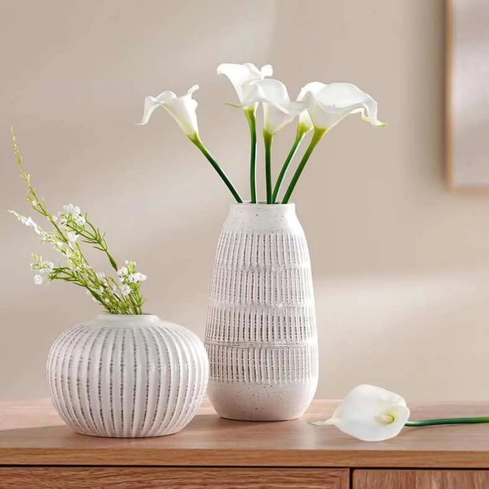 Brut Ceramic Textured Vase 10X10X20.3Cm - White
