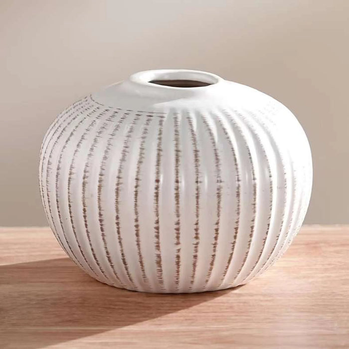 Brut Ceramic Textured Vase 14.5X14.5X11Cm - White