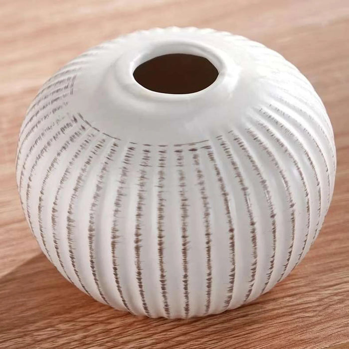 Brut Ceramic Textured Vase 14.5X14.5X11Cm - White