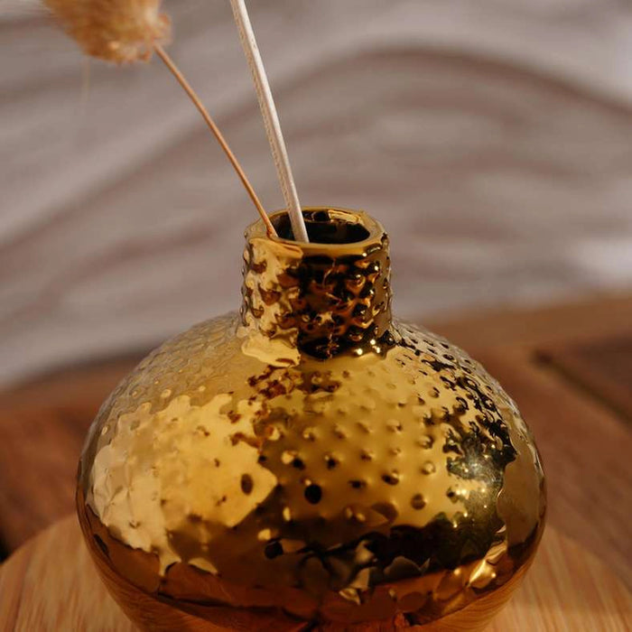 Bud Textured Ceramic Vase - Gold