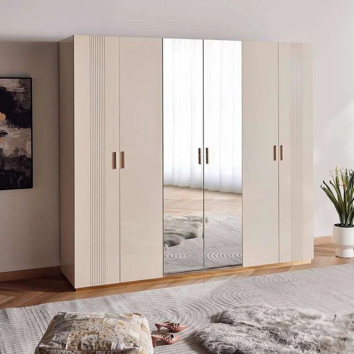 Bursa 6 Door Wardrobe - Beige