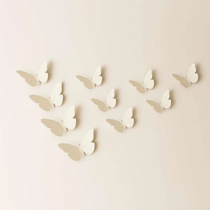 Butterfly 10 Pc Set 3D Mirror Wall Sticker - Gold Pan Home