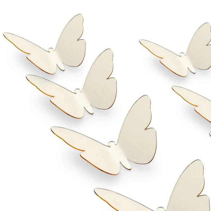 Butterfly 10 Pc Set 3D Mirror Wall Sticker - Gold Pan Home