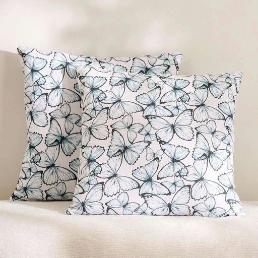 Butterfly 2Piece Cushion Cover Set 45X45Cm - Blue Pan Home