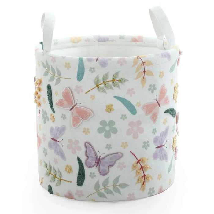 Butterfly Embellished Fabric Storage Basket 35X35X35 Cm- Multi Pan Home
