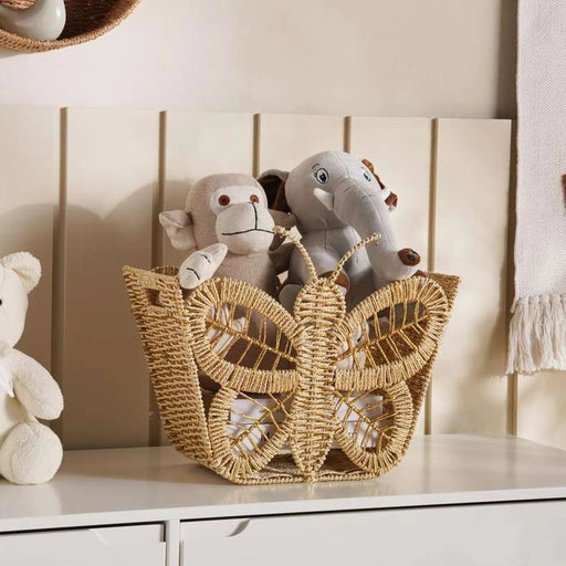 Butterfly Handmade Wired Paper Storage Basket 39X23X32.5Cm-Natural Pan Home