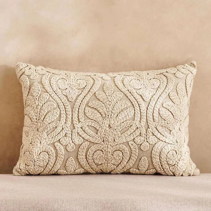Cadence Embroidered Filled Cushion 35X50Cm - Natural Pan Home