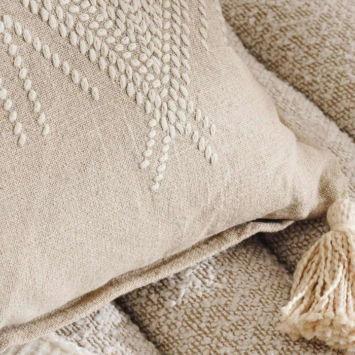 Cadence Geo Embroidered Filled Cushion 45X75Cm - Natural Pan Home