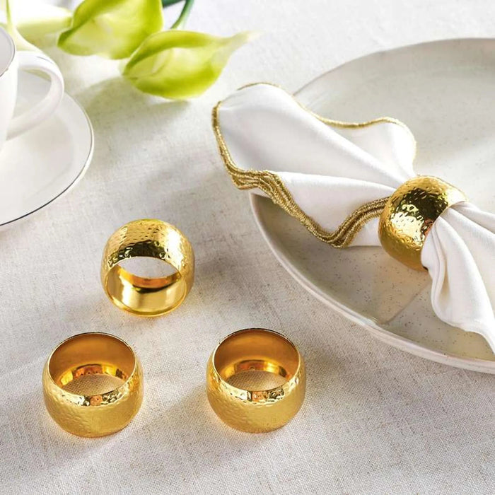 Caesna 4 Piece Napkin Ring Set 4.6X2.8Cm- Gold Pan Home
