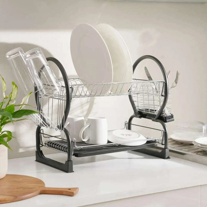 Caisson 2-Tier Dish Rack Black Pan Home