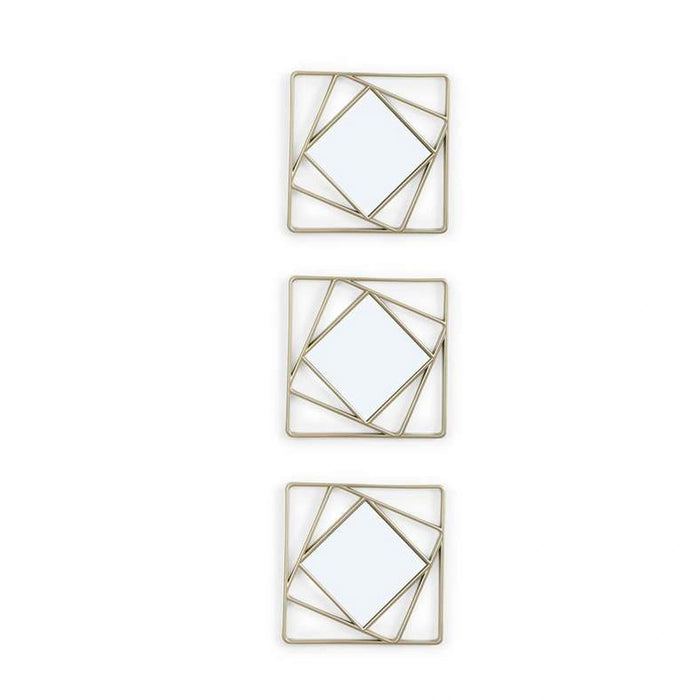 Callisto Set Of 3 Decorative Square Plastic Mirror 25Cm - Champagne Gold Pan Home