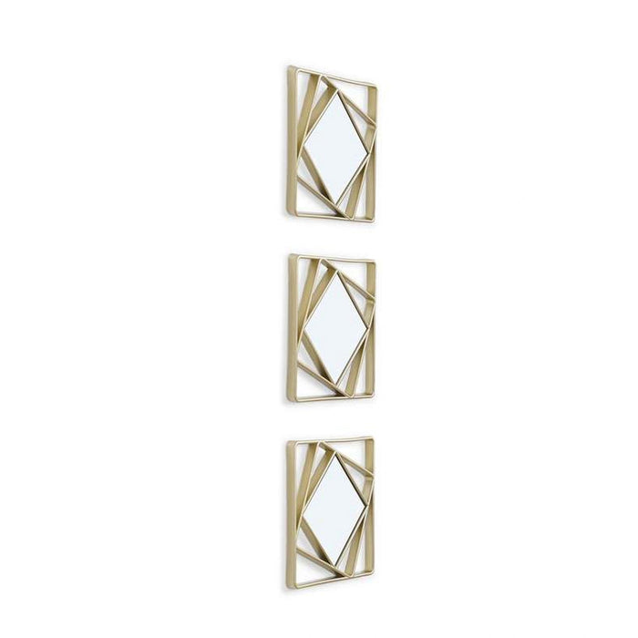 Callisto Set Of 3 Decorative Square Plastic Mirror 25Cm - Champagne Gold Pan Home