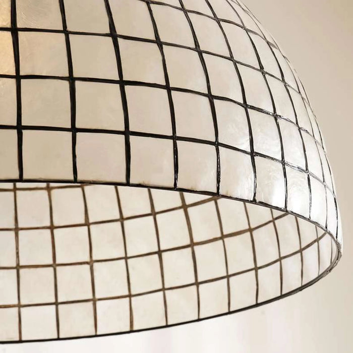 Callum E27 Natural Capiz Pendant Lamp Dia 80Cm - Black