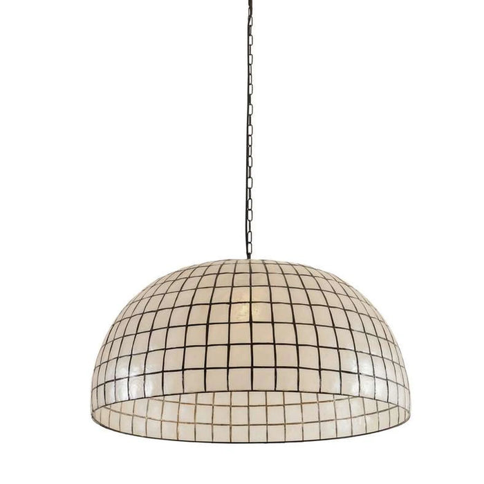 Callum E27 Natural Capiz Pendant Lamp Dia 80Cm - Black