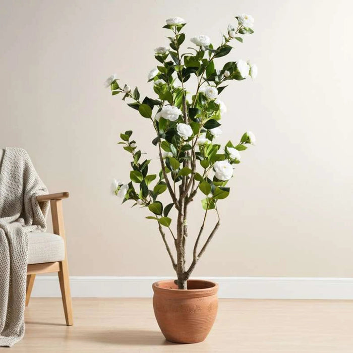 Camellia Artificial Tree With Flowers H120Cm - White Pan Home