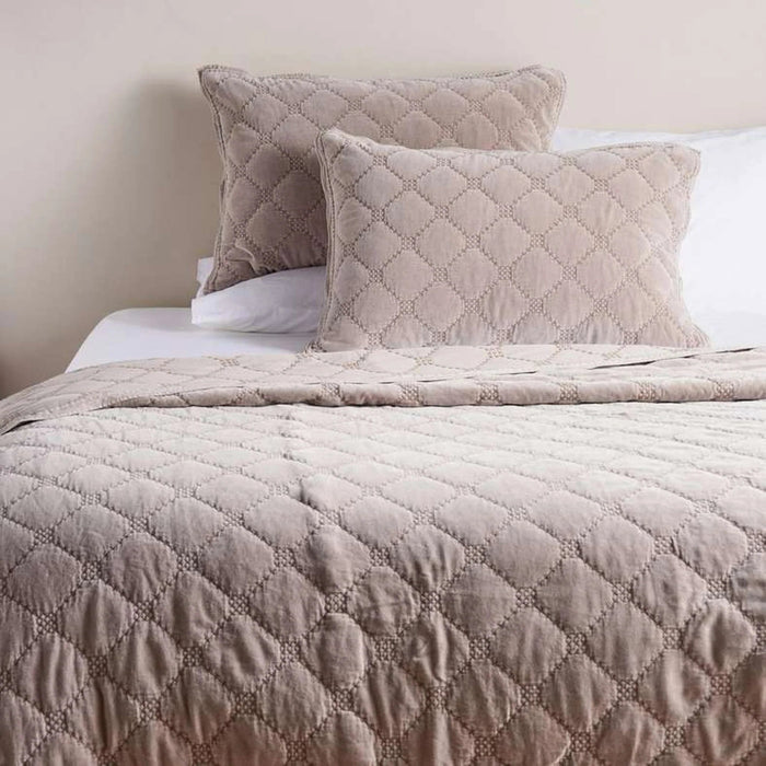 Cameron Cotton Velvet 3-Piece Bedspread Set  220X230Cm - Brown Pan Home
