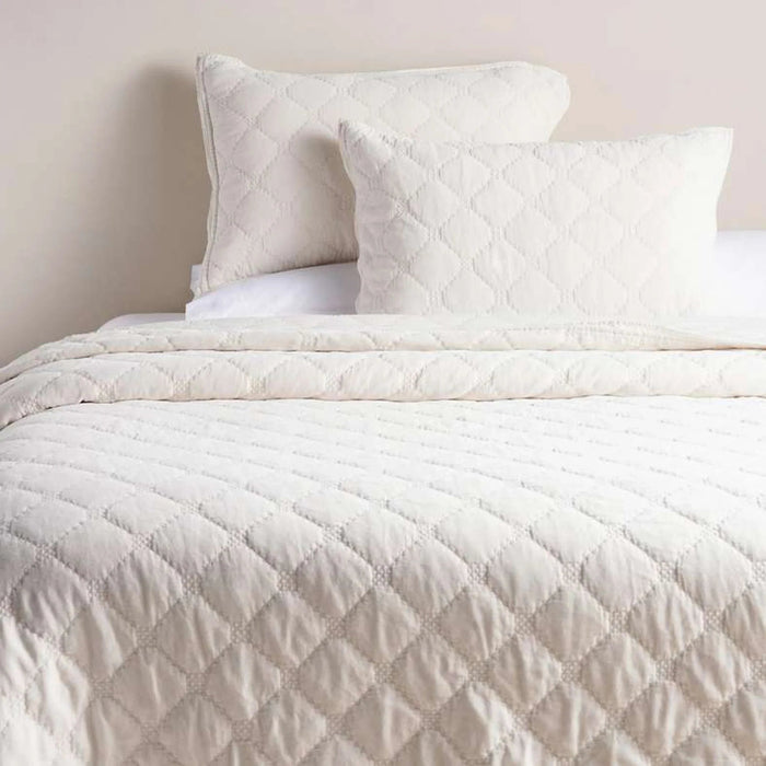 Cameron Cotton Velvet 3-Piece Bedspread Set  220X230Cm - Ivory Pan Home