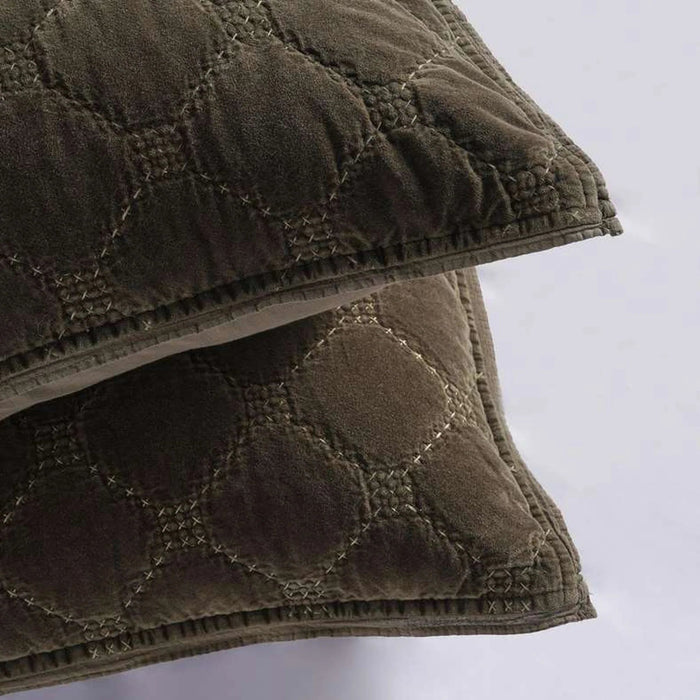 Cameron Cotton Velvet 3-Piece Bedspread Set  220X230Cm - Olive Pan Home
