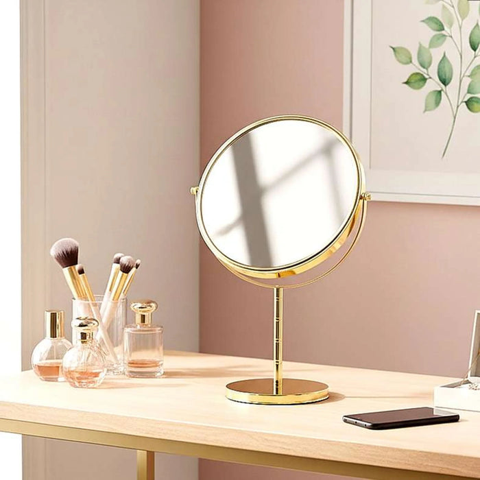 Campbell Double Sided Vanity Mirror 1X/5X Magnification 28.4X15X42 -Gold