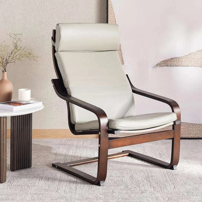 Cantilever Relax Chair - Beige & Walnut