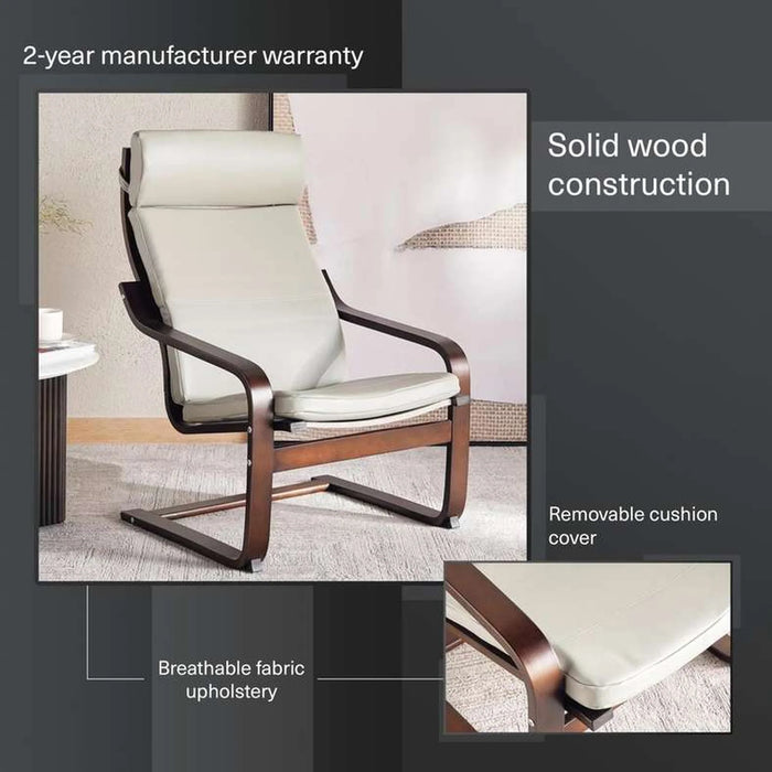 Cantilever Relax Chair - Beige & Walnut