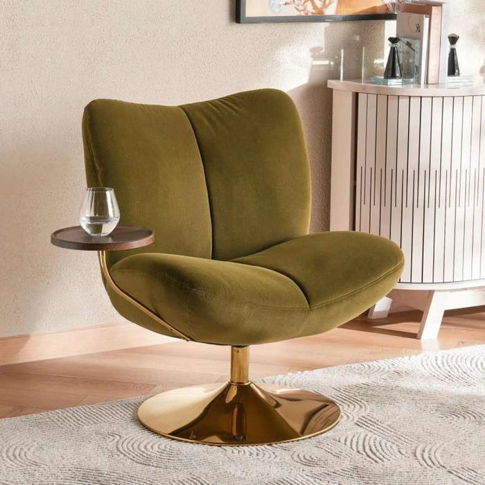 Carino Swivel Accent Chair With Table - Green